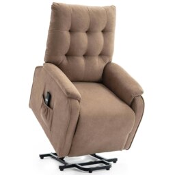 Charlbury Fabric Single Motor Rise Recliner Electric Lift Chair (Brown)