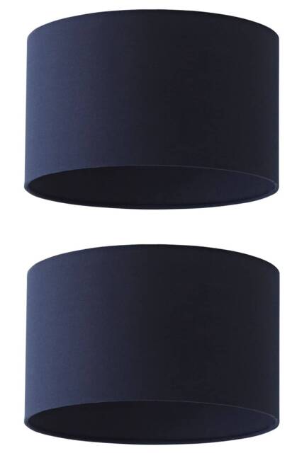 ValueLights Reni Pair Navy Fabric Small Drum Ceiling Shades