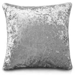 Luxury Crushed Velvet Plain Scatter Cushion - 43cm x 43cm Grey Silver