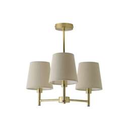 ValueLights Kincaid 3 Arm Gold Chandelier Ceiling Light Taper Shades and Bulbs