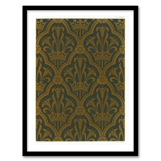 GA and MA Audsley Framed Wall Art Lily and Crown Art Deco Pattern Home Décor