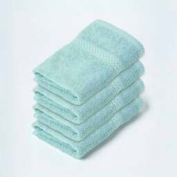 Homescapes Turkish Cotton Face Cloth - Set of 4, Sea Green
