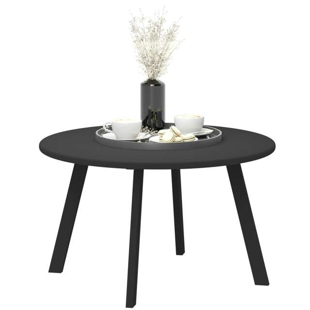 Outsunny 70cm Round Coffee Table with Non-Slip Foot Pads, Black Black Black Φ70 x 42H cm