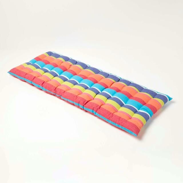 Homescapes Garden Bench Cushion Luxury 2 Seater Cotton Stripe Indoor Outdoor Seat Pad Multi 108 x 42 cm 1