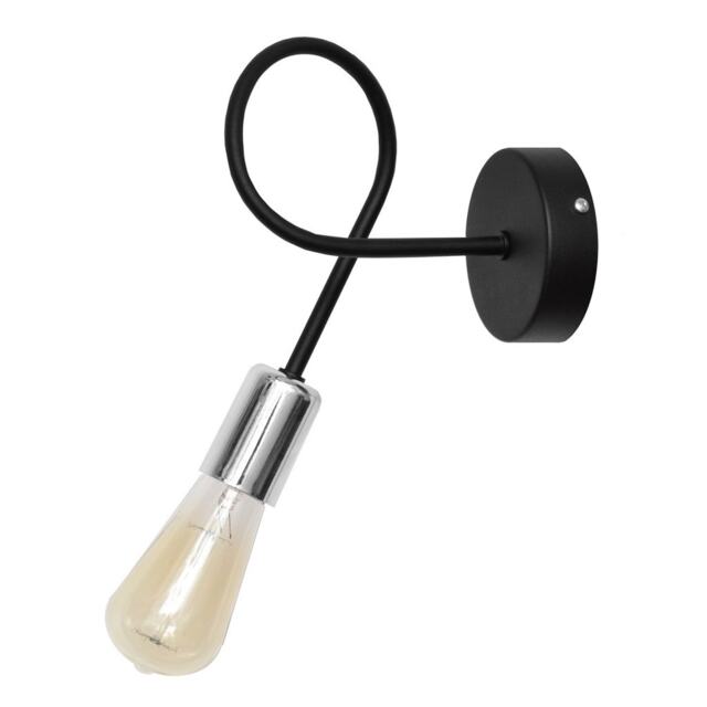 Oxford Wall Lamp Black, Chrome 25cm
