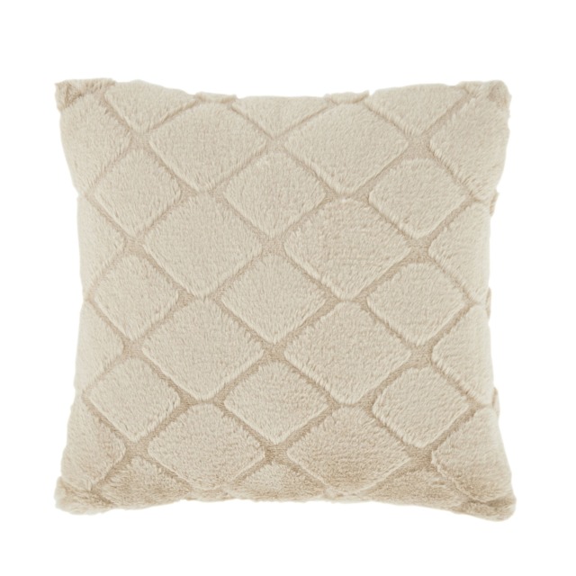 Catherine Lansfield Cosy Diamond Faux Fur Soft Touch Cushion Cream Natural 43x43cm