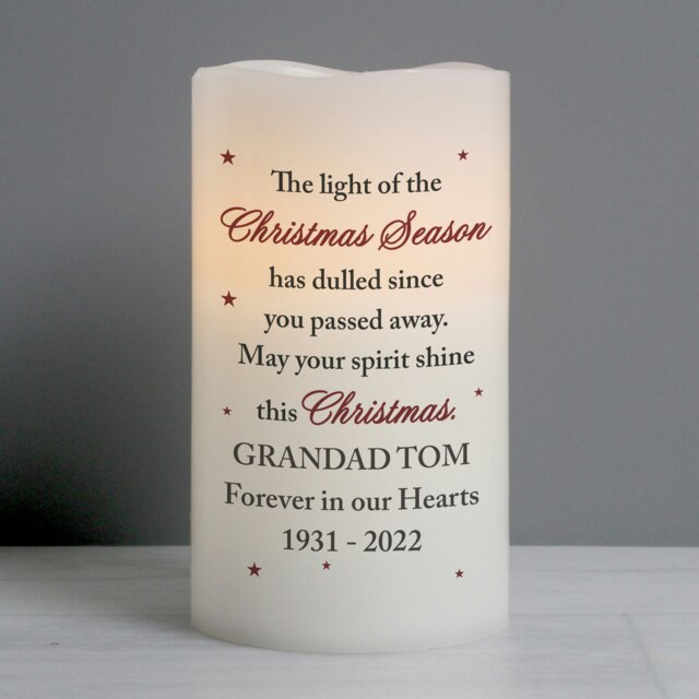 Personalised Christmas Season Memorial LED Candle Cream One Size