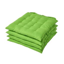 Homescapes 4 x Seat Pads Luxury Cotton Indoor Outdoor Garden Dining Cushion Lime Green 40 x 40 cm 4