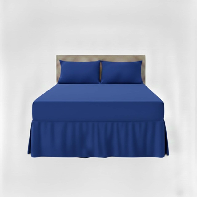 Fitted Valance Bed Sheet Polycotton Mattress Cover And Frill Easy Care Blue Double