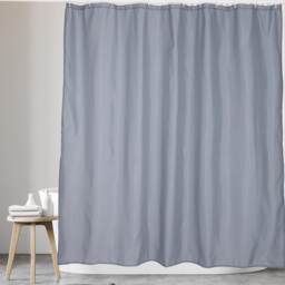 KAV Polyester Fabric Shower Mould and Mildew Resistant Curtain with Metal Button Hole Bathroom Accessories-Grey 180x180cm