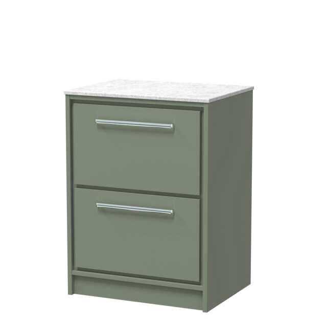 Balterley Framed Design Floor Standing 2 Drawer Vanity with Marble Worktop Green Reed Green 818 x 610 x 460mm