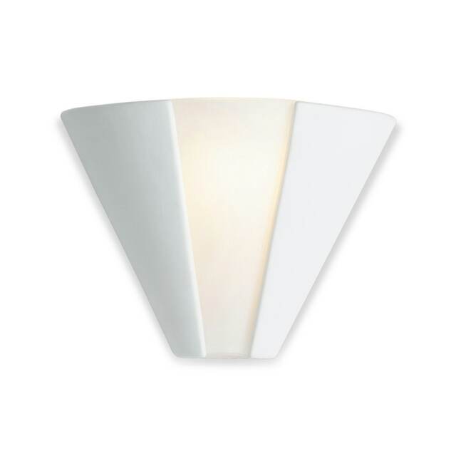 Ceramic 1 Light Indoor Wall Uplighter - 100W Unglazed, Acid White Glass, E27