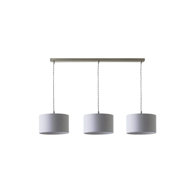 ValueLights Shaw Brushed Chrome 3 Drop Bar Lamp Holder Navy Shades Blue