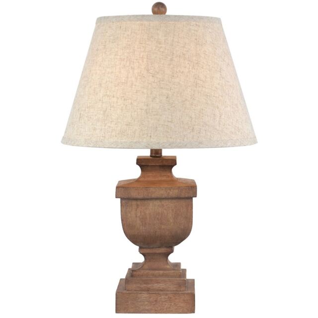 Ravelle Table Lamp with Edged Linen Shade - Resin - L41 x W41 x H60 cm - Brown
