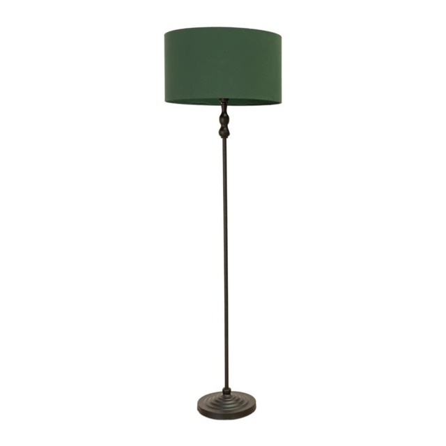 ValueLights Maggie Black Candlestick Floor Lamp Green Shade and Bulb