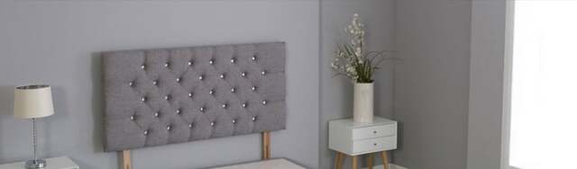 "Charcoal Grey Linen Studded Chesterfield Headboard Grey 5FT King 20""inch Headboard"