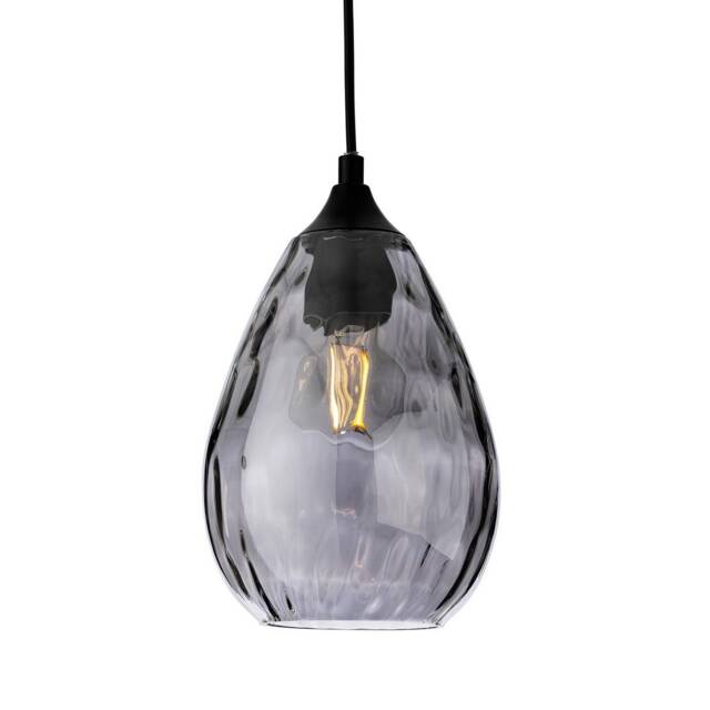 Soho Dome Pendant Matt Black with Smoked Decorative Glass 1xE27