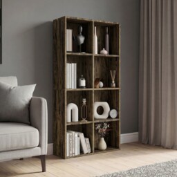Vida Designs 8 Cube Storage Bookcase Living Room Unit, Dark Wood