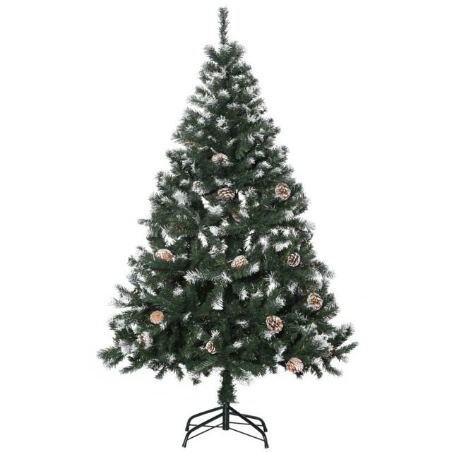 HOMCOM 5FT Artificial Christmas Tree with Pine Cones, Holiday Home mas Decoration Automatic Open, Green
