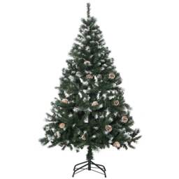 HOMCOM 5FT Artificial Christmas Tree with Pine Cones, Holiday Home mas Decoration Automatic Open, Green