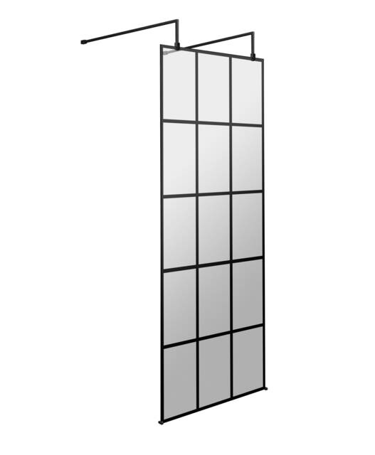 "Balterley Contemporary Wetroom Screen Aluminium - "" Frame Screen - FIX024 Black Matt Black"