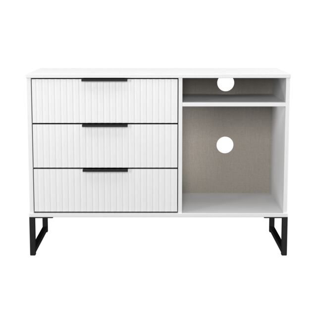 Menai 3 Drawer TV Unit in White Matt (Ready Assembled) White White Matt