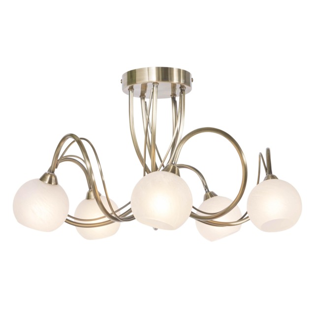 BHS Soni 5 Light Flush Ceiling Light Bronze Antique Brass 1