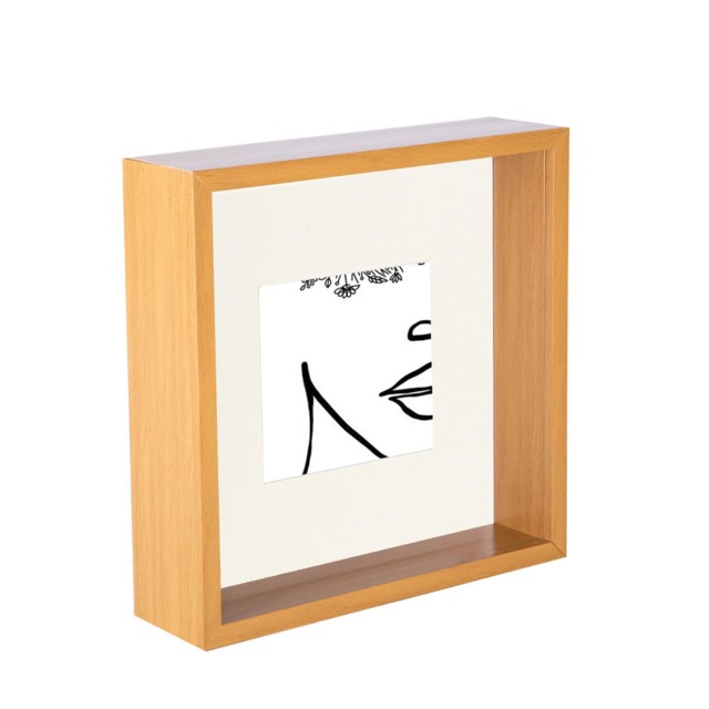 "Nicola Spring 8 x 8"" Deep Photo Frame - Light Wood/Ivory Mount - 3D Deep Box Picture Frame Display Case (22.5 x 22.5cm)"