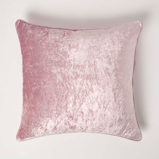 Homescapes Pink Luxury Crushed Velvet Cushion Cover - 45 x 45 cm Pink Pink 1