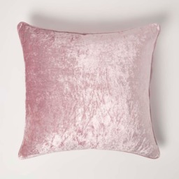 Homescapes Pink Luxury Crushed Velvet Cushion Cover - 45 x 45 cm Pink Pink 1