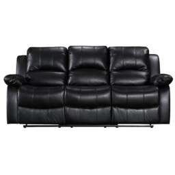 Faux Leather Black 3 Seater Manual Recliner Sofa VALENCIA