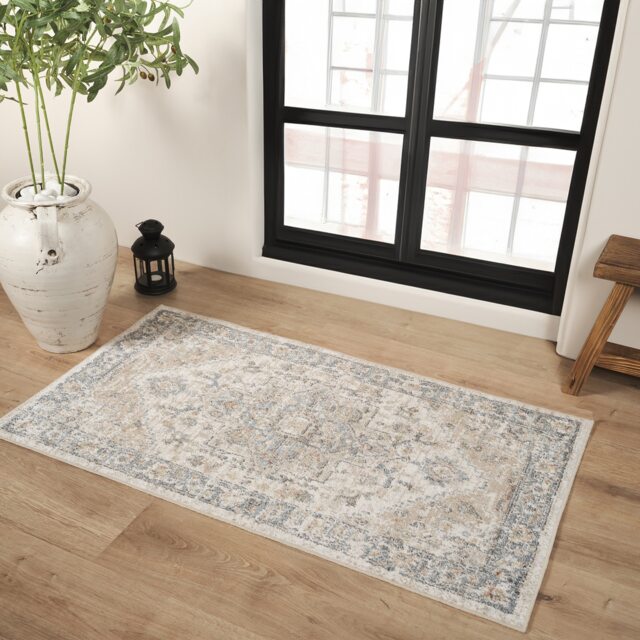 LIVABLISS Lillian-Washable Traditional Vintage Boho Rug 60 x 90 cm Blue Brown