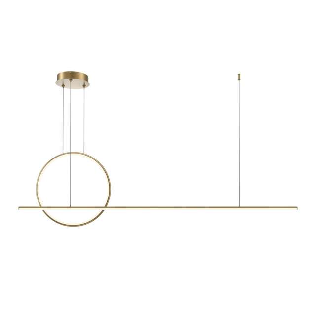 Halo Ring Modern 143cm Bar Pendant Ceiling Light Brass 2100lm White Shade