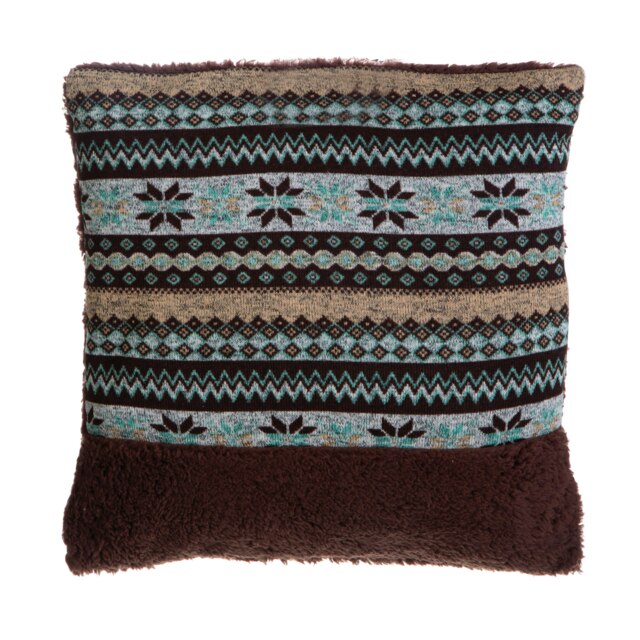 Orsina Fairisle Brown Throw Cushion, Polyester Décor Cushion for Relaxing, Washable Cushion for Sofa, Bed, Chair
