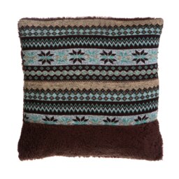 Orsina Fairisle Brown Throw Cushion, Polyester Décor Cushion for Relaxing, Washable Cushion for Sofa, Bed, Chair