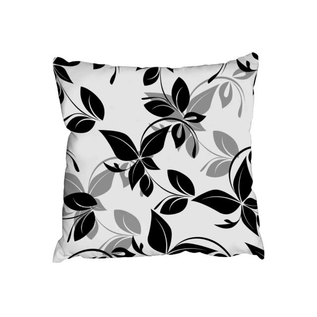 Flowers and floral pattern black and grey (Outdoor Cushion)