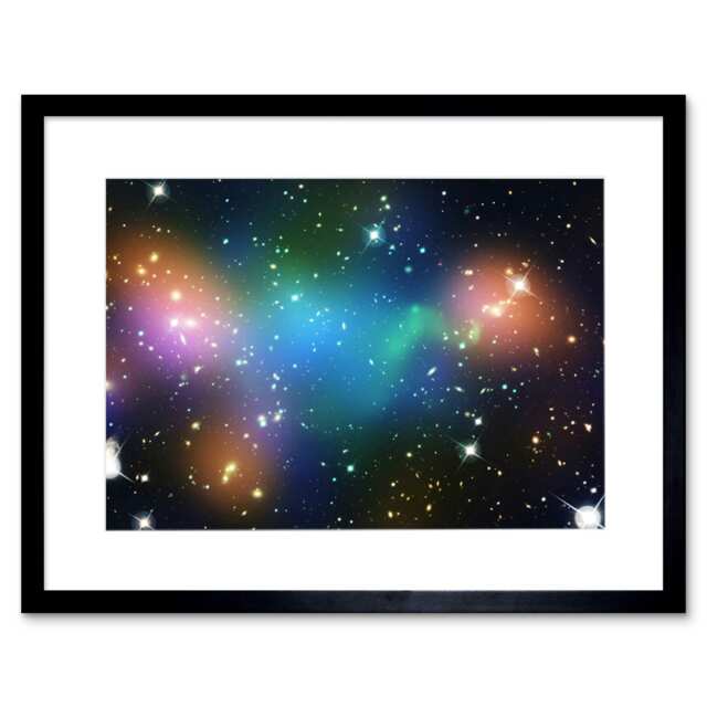 "NASA Hubble Space Galaxy Cluster Abell 520 9x7"" Black Framed Wall Art Print"