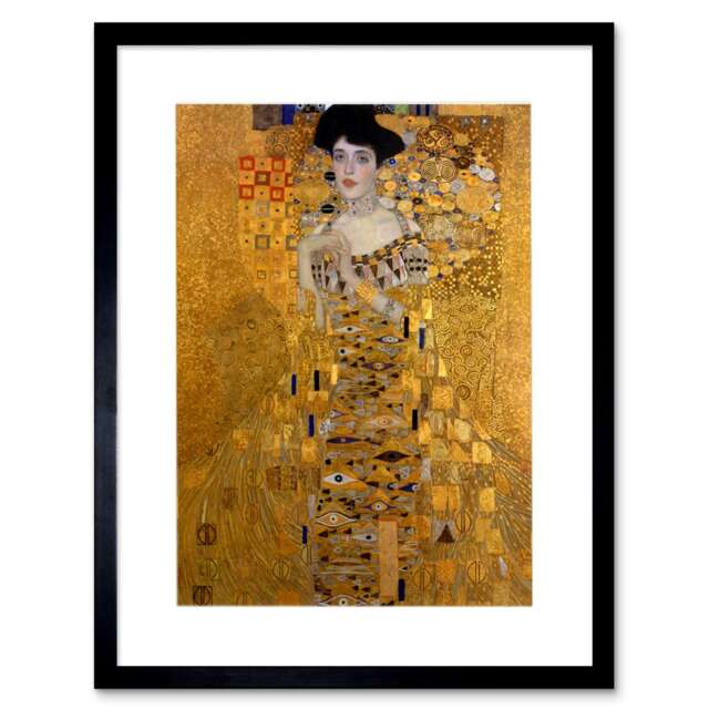 "Klimt Portait Adele Bloch Bauer Living Room Home Decor 12x16"" Framed Wall Art Print"