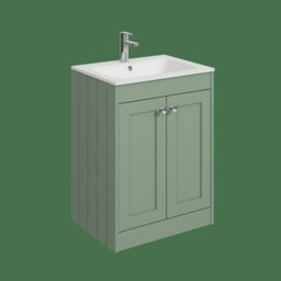 Balterley Floor Standing 2 Door Unit with Stone Basin 1 Tap Hole Green 800 x 600 x 453mm