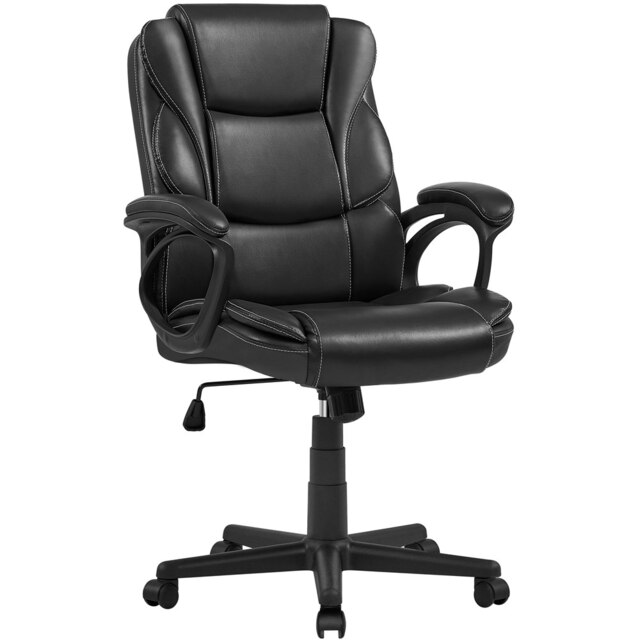 Yaheetech PU Leather Executive Chair with High Back Black Black
