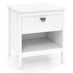 COSTWAY 2-tier Nightstand Wood Side Table with Storage Shelf White