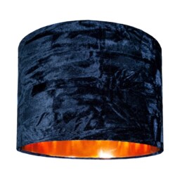 "Modern Midnight Blue Crushed Velvet 10"" Table/Pendant Shade with Copper Inner Blue Midnight Blue 1"