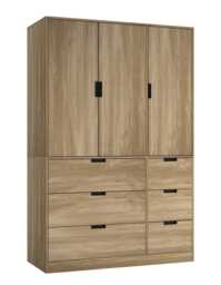 RIGA 3 Door 6 Drawer Wardrobe Brown Oak & Oak 10 x 44.5 x 79 1