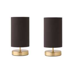 ValueLights Francis Pair Gold Touch Table Lamps Black Shades and Bulbs