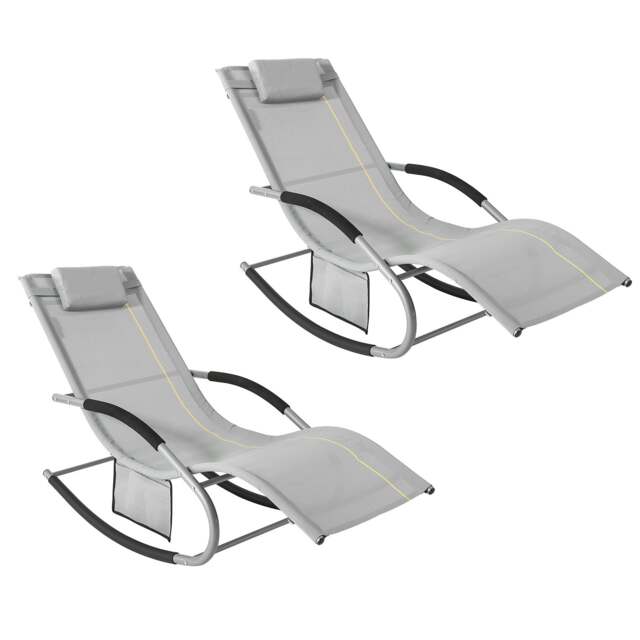 SoBuy OGS28-HGx2,Set of 2 Outdoor Garden Rocking Sun Lounger Recliner