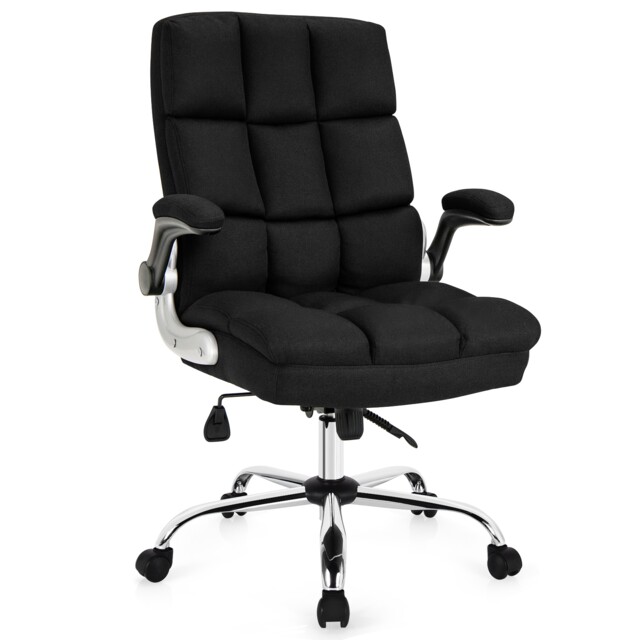COSTWAY Linen Upholstered Executive Chair Office Chair Black