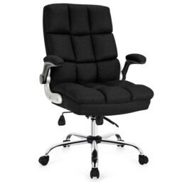 COSTWAY Linen Upholstered Executive Chair Office Chair Black