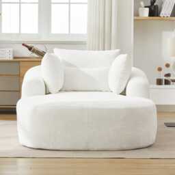 VILUXE Oversized Indoor Lounge Chaise, Plush Chenille Upholstered Deep Seat Sofa Chair with Throw Pillows, Cozy Sleeper Couch Ideal for Living Room, Bedroom and Apartment
