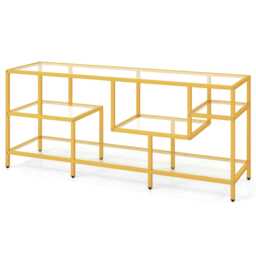 COSTWAY TV Stand for 65 Inches 147cm Entertainment Center Gold 1