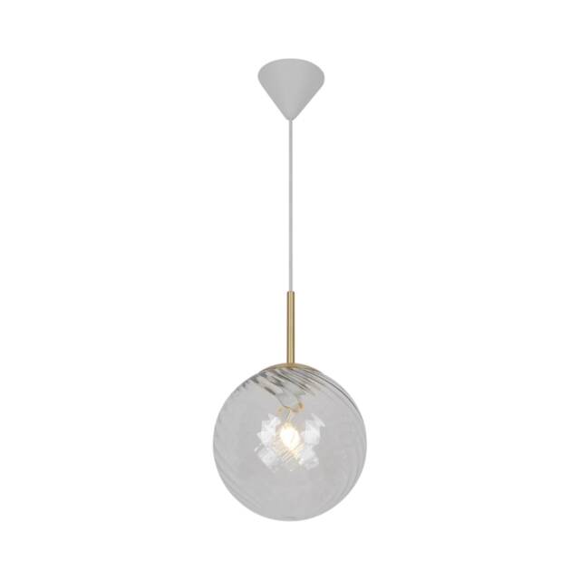 Nordlux Chisell Indoor Pendant Light Brass Metal E27 Swirl Glass - Mains Powered, IP20